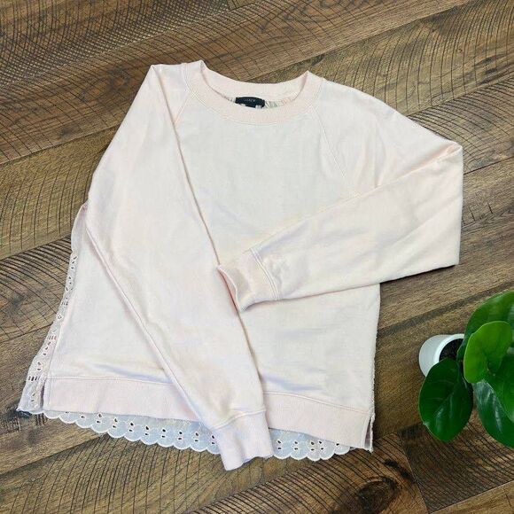 J.CREW Eyelet Crochet Back Sweatshirt M - Picture 5 of 8